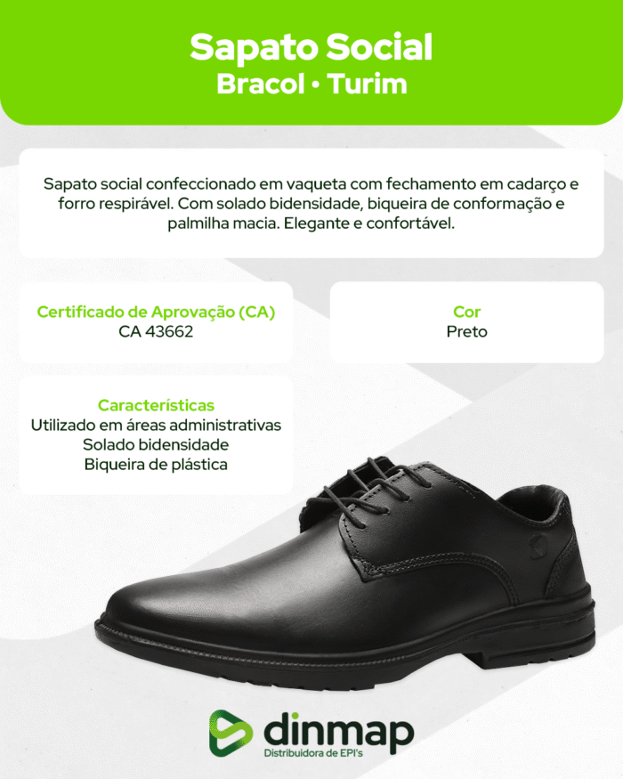 Dinmap Sapato Social Bracol Turim Bidensidade – CA 43662 | Dinmap