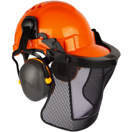 Kit Eco Florestal Com Capacete Protetor Telado Abafador de Ruídos e Suporte Libus