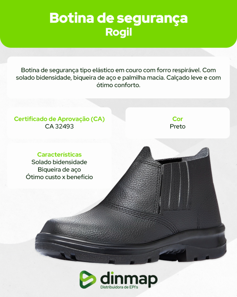 Dinmap Botina Elástico Rogil Bidensidade Biqueira de Aço - CA 32493 | Dinmap