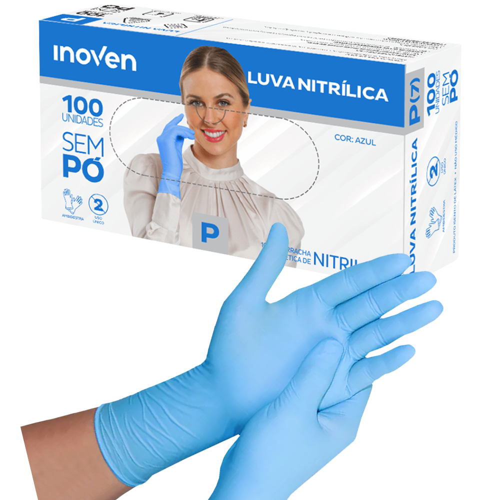 inoven luva nitrilica azul sem po 1