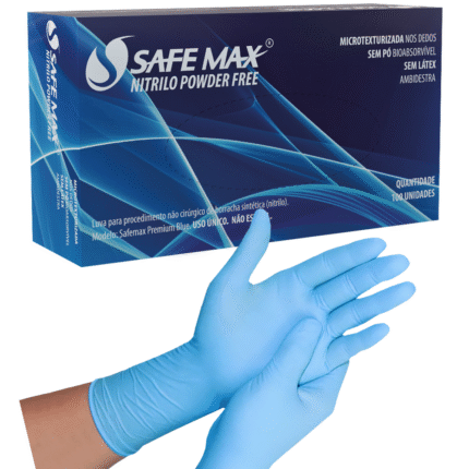 Luva Descartável Nitrílica Azul Sem Pó Supermax SafeMax – CA 51117