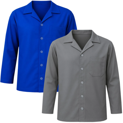 Camisa de Brim Manga Longa Com Botões Azul ou Cinza